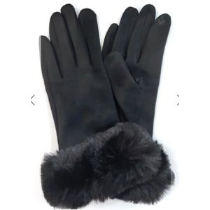 Faux fur trimmed texting gloves